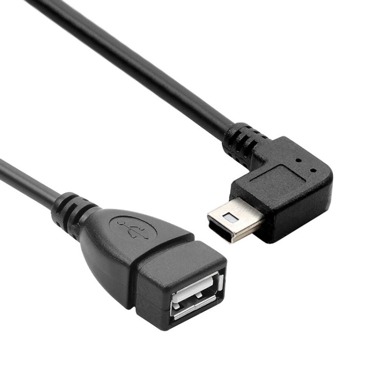 Dây cáp adapter Mini USB đực 90 độ sang USB 2.0 AF có chức năng OTG, Chiều dài: 13cm, Mini USB góc phải, 13cm
