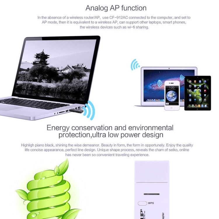 Bộ chuyển đổi Wifi không dây USB 3.0 EDUP AC-1601 802.11AC 1200M băng tần kép, AC-1601 1200Mbps