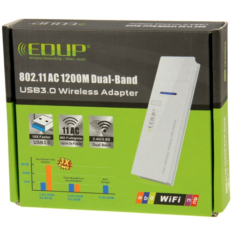 Bộ chuyển đổi Wifi không dây USB 3.0 EDUP AC-1601 802.11AC 1200M băng tần kép, AC-1601 1200Mbps
