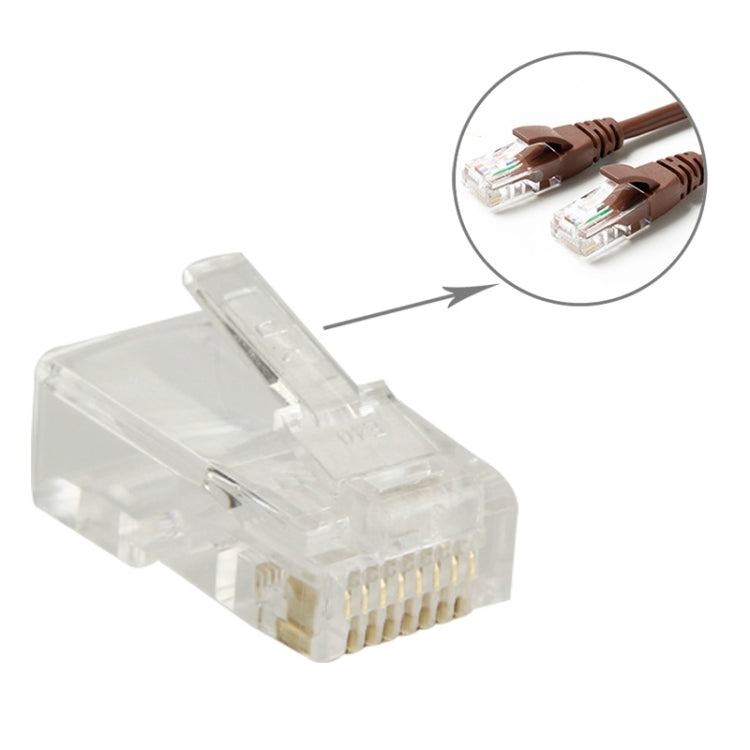 100 cái / gói Đầu nối RJ45 Modular, Vàng: 3u, Vàng: 3u