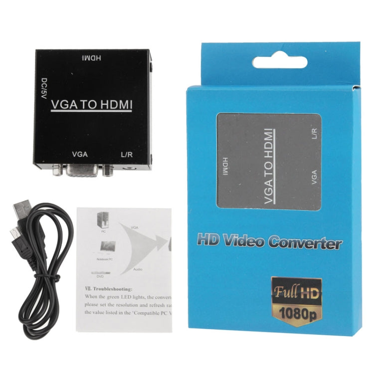 Bộ chuyển đổi kỹ thuật số âm thanh hình ảnh HD 1080P HDMI Mini VGA sang HDMI Scaler Box cho PC / HDTV, HD 1080P