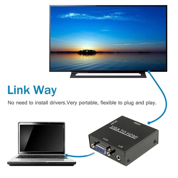 Bộ chuyển đổi kỹ thuật số âm thanh hình ảnh HD 1080P HDMI Mini VGA sang HDMI Scaler Box cho PC / HDTV, HD 1080P