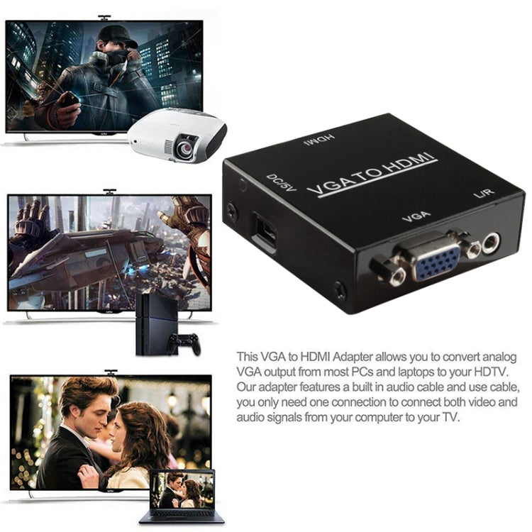 Bộ chuyển đổi kỹ thuật số âm thanh hình ảnh HD 1080P HDMI Mini VGA sang HDMI Scaler Box cho PC / HDTV, HD 1080P