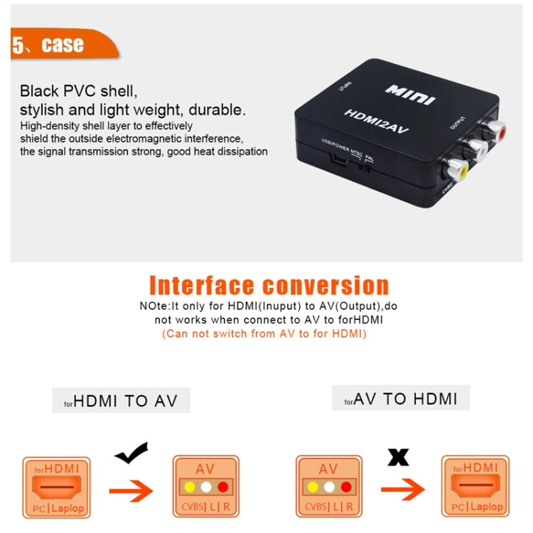 Bộ chuyển đổi video Mini HD VK-126 HDMI sang AV/CVBS, HDMI sang AV/CVBS