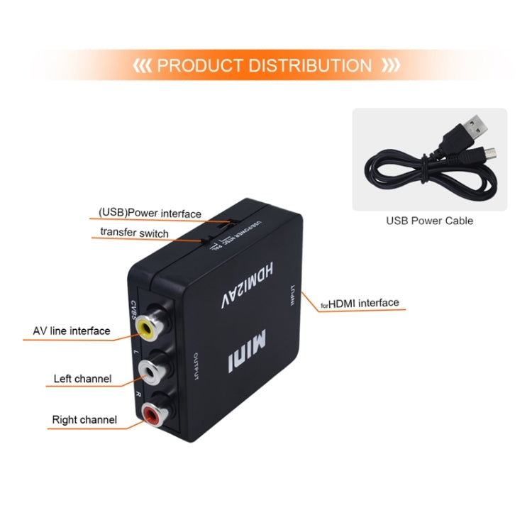 Bộ chuyển đổi video Mini HD VK-126 HDMI sang AV/CVBS, HDMI sang AV/CVBS