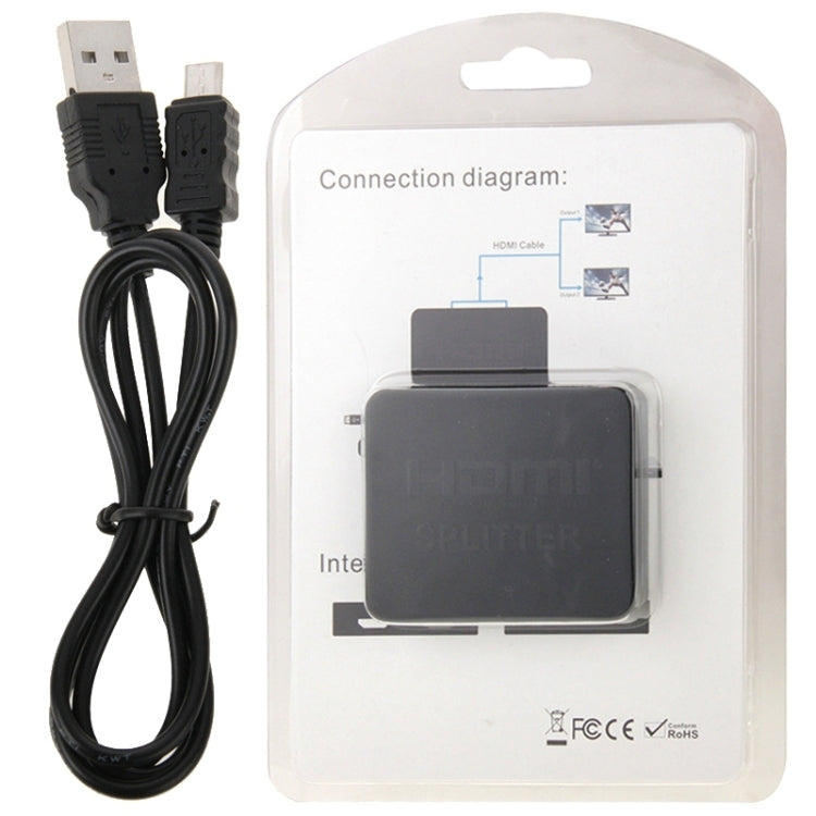 Bộ chia HDMI mini Full HD 4K 1x2 3D V1.4b cho HDTV / STB / DVD / máy chiếu / DVR, HDMI V1.4b