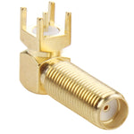 10 cái đầu nối SMA cái mạ vàng góc phải 90 độ gắn bảng mạch PCB 4.0mm, SMA cái góc phải
