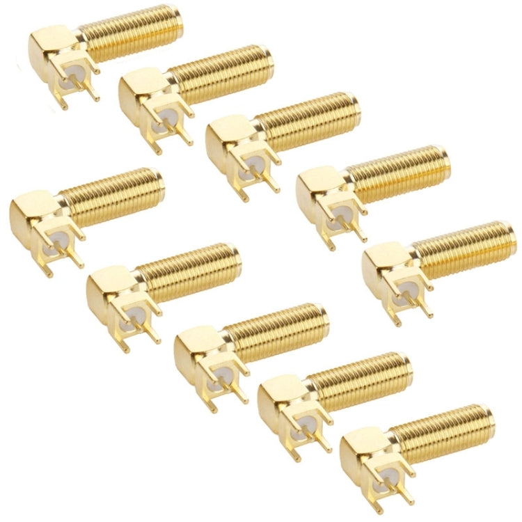 10 cái đầu nối SMA cái mạ vàng góc phải 90 độ gắn bảng mạch PCB 4.0mm, SMA cái góc phải