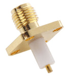 10 cái đầu nối SMA cái mạ vàng 4 lỗ gắn bảng điều khiển, bộ chuyển đổi cách điện mở rộng, SMA cái 4 lỗ