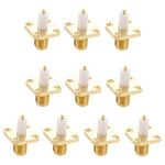 10 cái đầu nối SMA cái mạ vàng 4 lỗ gắn bảng điều khiển, bộ chuyển đổi cách điện mở rộng, SMA cái 4 lỗ