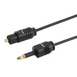Cáp âm thanh quang học kỹ thuật số TOSLink đầu đực sang 3.5mm đầu đực, dài 0.8m, đường kính ngoài: 2.2mm