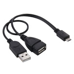 Cáp chuyển đổi Micro USB sang USB 2.0 đầu đực & USB 2.0 cái host OTG, dài khoảng 30cm, Micro USB sang USB 2.0 AM+AF