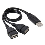 Cáp chuyển đổi USB 2.0 đực sang 2 cổng USB cái cho máy tính / laptop, chiều dài khoảng 30cm, USB 2.0 AM sang 2 USB 2.0 AF
