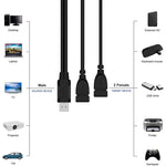 Cáp chuyển đổi USB 2.0 đực sang 2 cổng USB cái cho máy tính / laptop, chiều dài khoảng 30cm, USB 2.0 AM sang 2 USB 2.0 AF