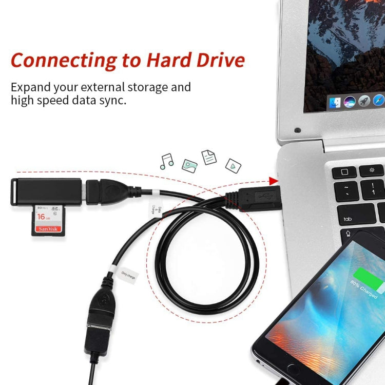 Cáp chuyển đổi USB 2.0 đực sang 2 cổng USB cái cho máy tính / laptop, chiều dài khoảng 30cm, USB 2.0 AM sang 2 USB 2.0 AF