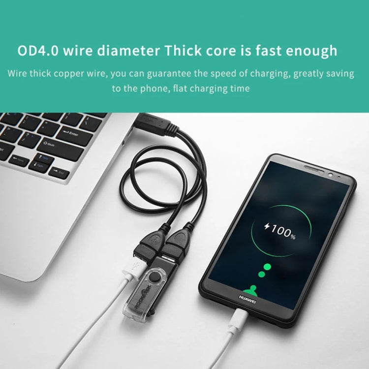 Cáp chuyển đổi USB 2.0 đực sang 2 cổng USB cái cho máy tính / laptop, chiều dài khoảng 30cm, USB 2.0 AM sang 2 USB 2.0 AF