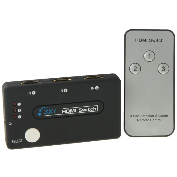 Bộ chọn HDMI mini 3x1 HD 1080P V1.3 có điều khiển từ xa cho HDTV / STB / DVD / máy chiếu / DVR, 1x3 HDMI V1.3