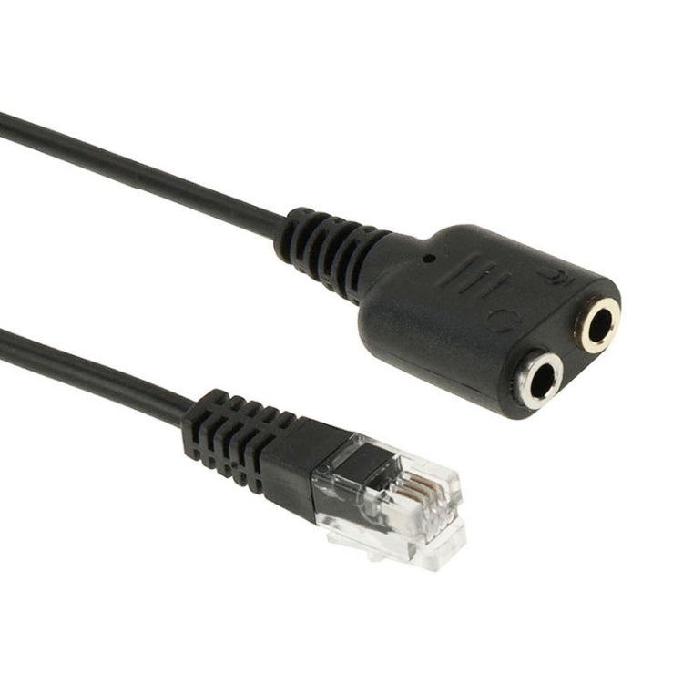 Cáp âm thanh RJ9 đực sang 2 đầu 3.5mm cái, chiều dài 20cm, RJ9 đực sang 2 đầu 3.5mm cái
