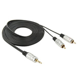 Cáp âm thanh 3.5mm stereo sang 2 đầu RCA đực, chiều dài 3m, 2 đầu RCA, dài 3m