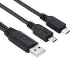 Cáp USB 2.0 đực sang 2 Micro USB đực, chiều dài khoảng 30cm, USB 2.0 AM sang 2 Micro USB