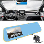 Máy ghi hình xe ô tô màn hình 4.3 inch Full HD 1080P 2 camera, góc nhìn rộng 140 độ, hỗ trợ nhìn ban đêm / giám sát đỗ xe / ghi vòng lặp / phát hiện chuyển động / cảm biến G / thẻ TF, 4.3 inch