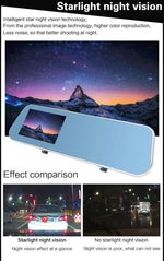 Máy ghi hình xe ô tô màn hình 4.3 inch Full HD 1080P 2 camera, góc nhìn rộng 140 độ, hỗ trợ nhìn ban đêm / giám sát đỗ xe / ghi vòng lặp / phát hiện chuyển động / cảm biến G / thẻ TF, 4.3 inch