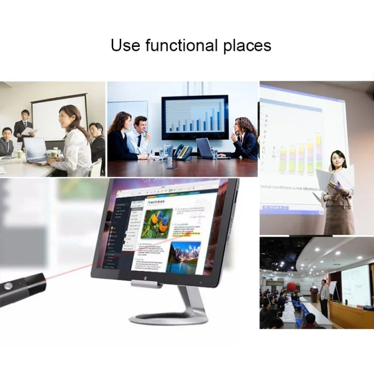 PP-1000 Bút clicker trình chiếu đa phương tiện PowerPoint không dây 2.4GHz RF với con trỏ laser và đầu thu USB