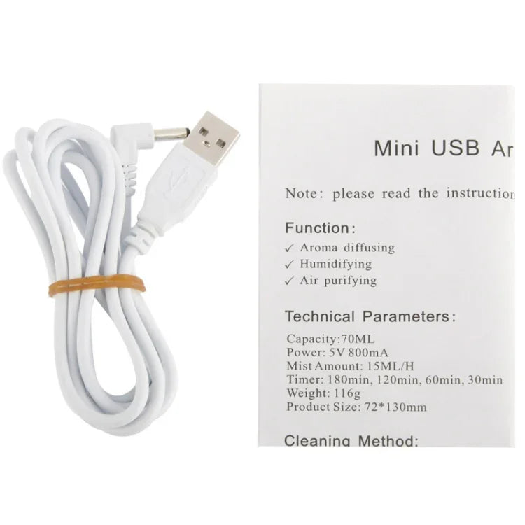 Máy khuếch tán tinh dầu USB mini / máy tạo độ ẩm tinh dầu với đèn LED trắng ấm, máy khuếch tán tinh dầu USB