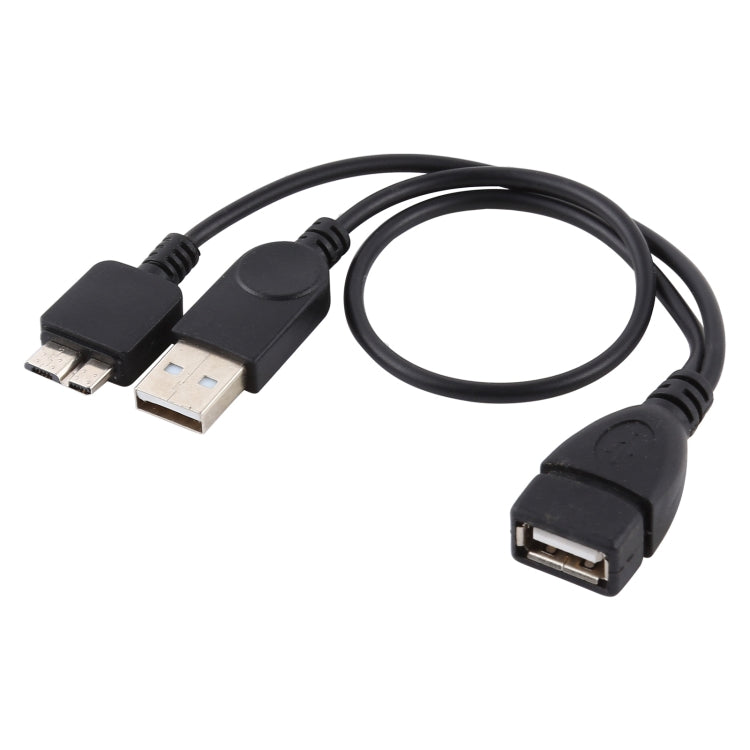 Cáp USB 2.0 AF sang Micro-B + USB 2.0 OTG cho Samsung Galaxy Note III / N9000, có nguồn, dài 24cm (Màu đen)