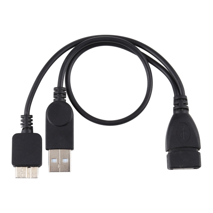 Cáp USB 2.0 AF sang Micro-B + USB 2.0 OTG cho Samsung Galaxy Note III / N9000, có nguồn, dài 24cm (Màu đen)