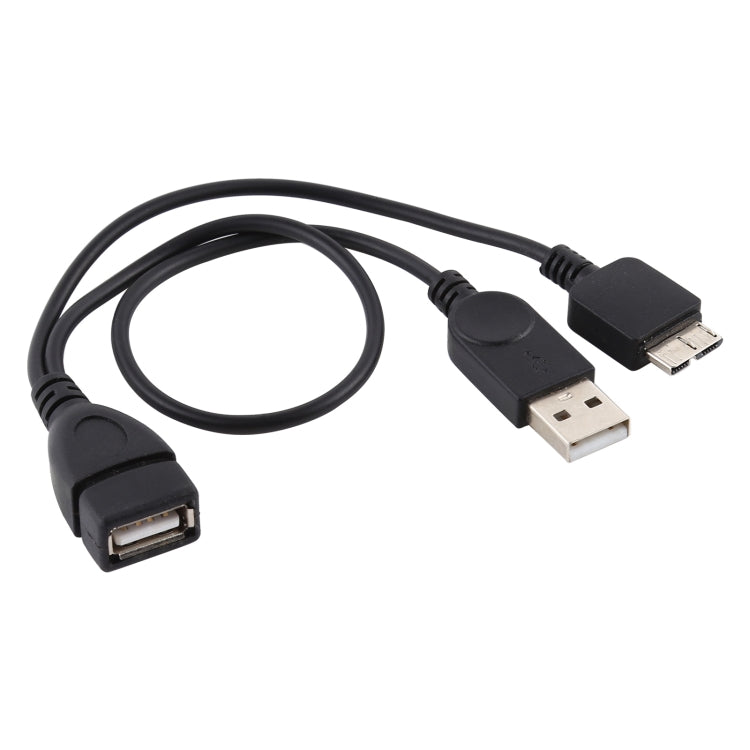 Cáp USB 2.0 AF sang Micro-B + USB 2.0 OTG cho Samsung Galaxy Note III / N9000, có nguồn, dài 24cm (Màu đen)
