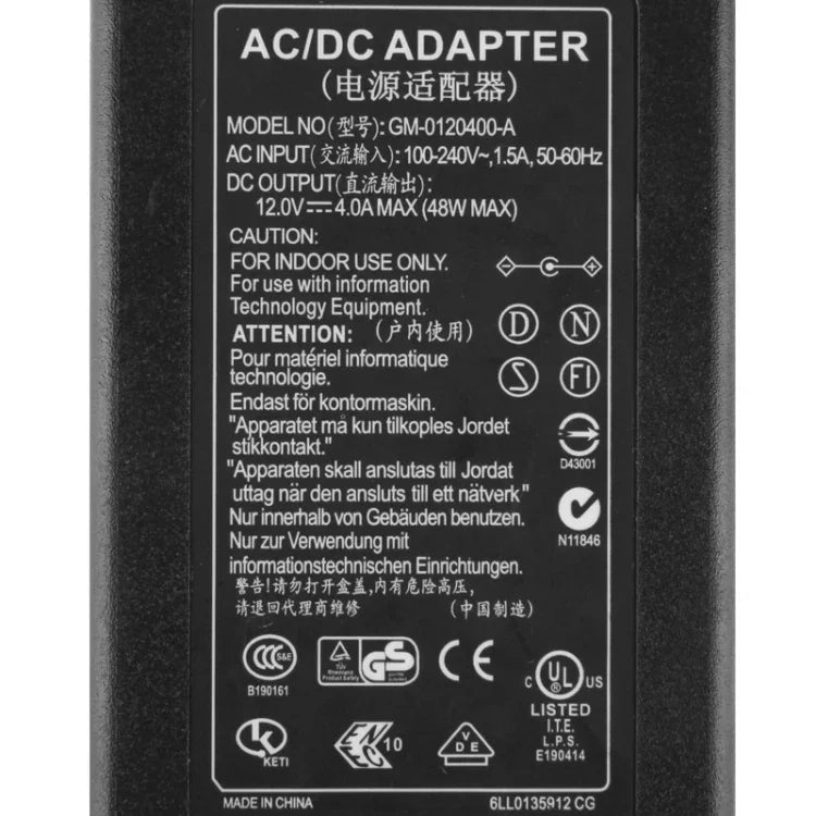 Adapter Nguồn AC 12V 4A Phích Cắm EU Cho Đầu Ghi Hình DVR 8 Kênh, Đầu Ra Đầu Cắm: 5.5 x 2.5mm, Phích Cắm AU 12V 4A, Phích Cắm UK 12V 4A, Phích Cắm US 12V 4A, Phích Cắm EU 12V 4A