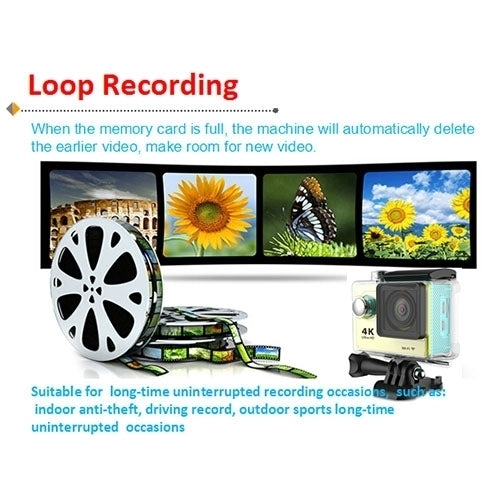 H9 Camera Thể Thao WiFi Màn Hình LCD 2 inch 12MP 4K Ultra HD1080P, Ống Kính Góc Rộng 170 Độ, Chống Nước 30m, H9 4K (Màu Đen)