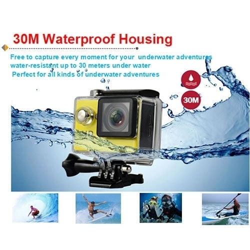 H9 Camera Thể Thao WiFi Màn Hình LCD 2 inch 12MP 4K Ultra HD1080P, Ống Kính Góc Rộng 170 Độ, Chống Nước 30m, H9 4K (Màu Đen)