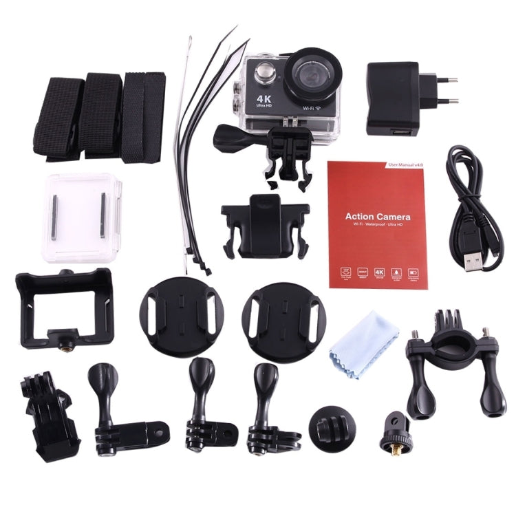 H9 Camera Thể Thao WiFi Màn Hình LCD 2 inch 12MP 4K Ultra HD1080P, Ống Kính Góc Rộng 170 Độ, Chống Nước 30m, H9 4K (Màu Đen)