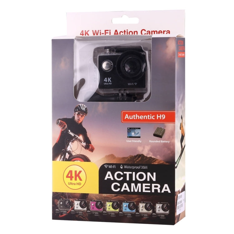 H9 Camera Thể Thao WiFi Màn Hình LCD 2 inch 12MP 4K Ultra HD1080P, Ống Kính Góc Rộng 170 Độ, Chống Nước 30m, H9 4K (Màu Đen)
