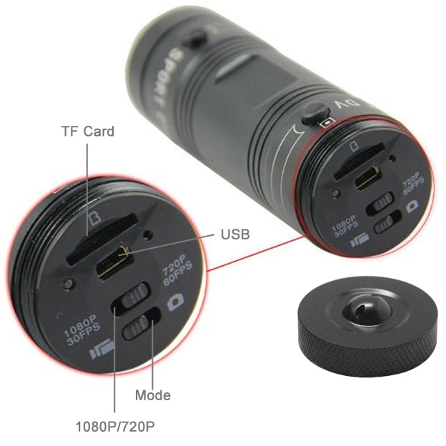 Camera mũ bảo hiểm hành động F9 Full HD 1080P / Camera thể thao / Camera xe đạp, hỗ trợ thẻ TF, ống kính góc rộng 120 độ, F9