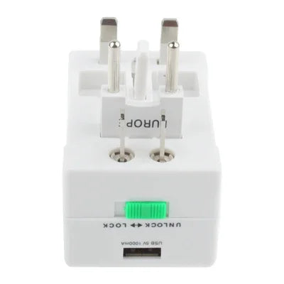 Bộ chuyển đổi nguồn AC du lịch đa năng US / EU / AU / UK có ổ cắm sạc USB, Có cổng USB