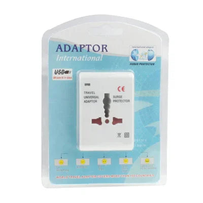 Bộ chuyển đổi nguồn AC du lịch đa năng US / EU / AU / UK có ổ cắm sạc USB, Có cổng USB