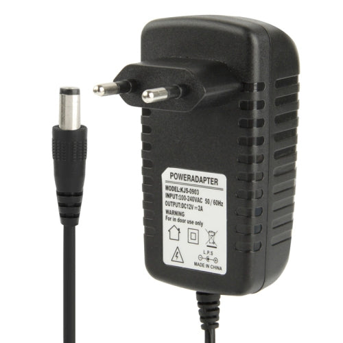 Bộ chuyển đổi nguồn chất lượng cao AC 100-240V sang DC 12V 2A, Đầu nối: 5.5 x 2.1mm, Chiều dài cáp: 1m, Phích cắm EU DC 12V 2A, Phích cắm US DC 12V 2A
