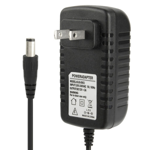 Bộ chuyển đổi nguồn chất lượng cao AC 100-240V sang DC 12V 2A, Đầu nối: 5.5 x 2.1mm, Chiều dài cáp: 1m, Phích cắm EU DC 12V 2A, Phích cắm US DC 12V 2A