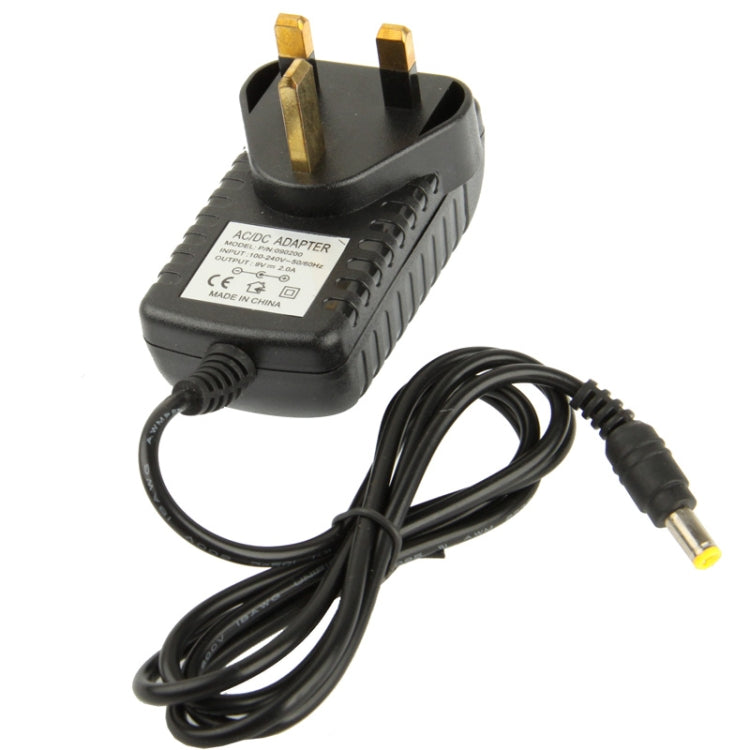 Bộ chuyển đổi nguồn phích cắm UK chất lượng cao AC 100-240V sang DC 9V 2A, Đầu nối: 5.5 x 2.1mm, Chiều dài cáp: 1m, Phích cắm UK DC 9V 2A