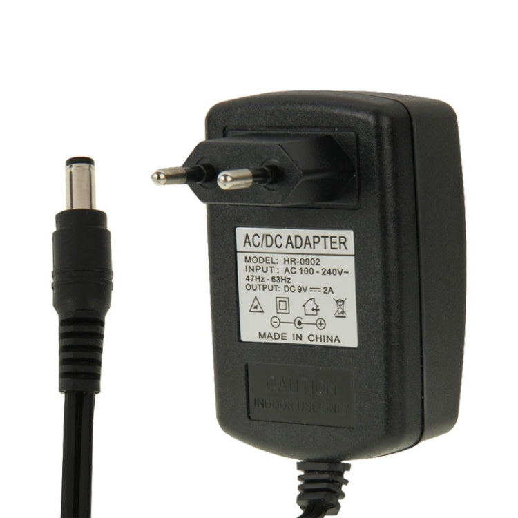 Bộ chuyển đổi nguồn cắm EU chất lượng cao AC 100-240V sang DC 9V 2A, Đầu nối: 5.5 x 2.1mm, Chiều dài cáp: 1m, Cắm EU DC 9V 2A