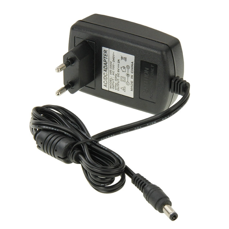 Bộ chuyển đổi nguồn cắm EU chất lượng cao AC 100-240V sang DC 9V 2A, Đầu nối: 5.5 x 2.1mm, Chiều dài cáp: 1m, Cắm EU DC 9V 2A
