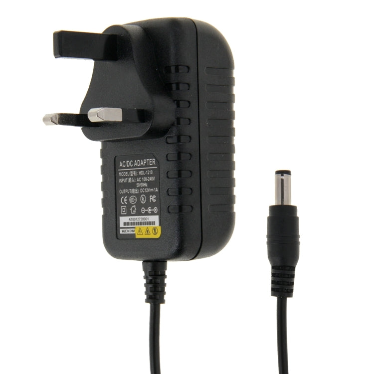 Bộ chuyển đổi nguồn cắm UK AC 100-240V sang DC 12V 1A, Đầu nối: 5.5 x 2.1mm, Chiều dài cáp: khoảng 90cm, DC 12V 1A, Cắm UK