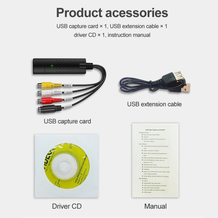 DVD Maker USB 2.0 Video Capture & Edit (Easy CAP), Support MPEG-1/MPEG-2 Compression Format, Chip: MA2106, DC60, EM2860 Chip, MA2106 Chip