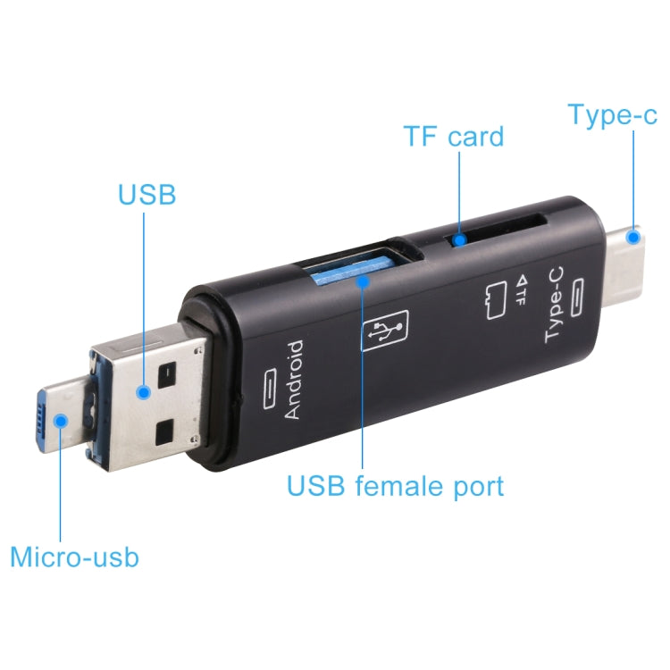 Đầu đọc thẻ D-188 3 trong 1 TF & USB sang Micro USB & Type-C OTG Adapter Connector