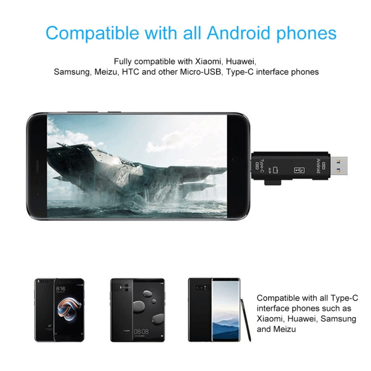 Đầu đọc thẻ D-188 3 trong 1 TF & USB sang Micro USB & Type-C OTG Adapter Connector