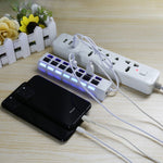 Bộ chia USB Hub 7 cổng 2.0 tốc độ cao 480Mbps có công tắc bật/tắt và 7 đèn LED, 7 cổng (Trắng), 7 cổng (Đen)