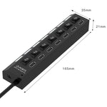 Bộ chia USB Hub 7 cổng 2.0 tốc độ cao 480Mbps có công tắc bật/tắt và 7 đèn LED, 7 cổng (Trắng), 7 cổng (Đen)